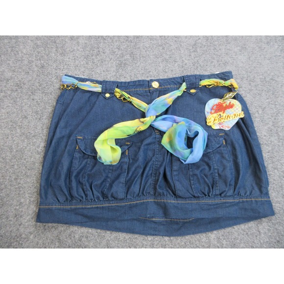 Apple Bottoms Denim Mini Skirt Womens 13/14 Belted Scarf Chain Belt AMY9113R - Picture 1 of 16